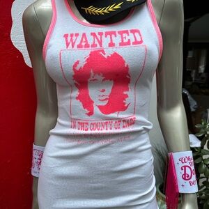 ⚡️JIM MORRISON Wanted Poster graffiti handmade original tank top (XS/S)
